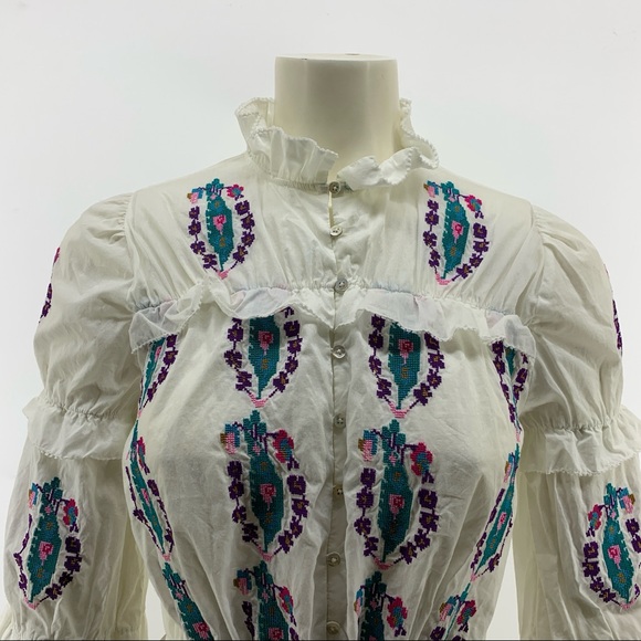 FIGUE Cotton Tassel Peasant Blouse XS - Picture 5 of 9